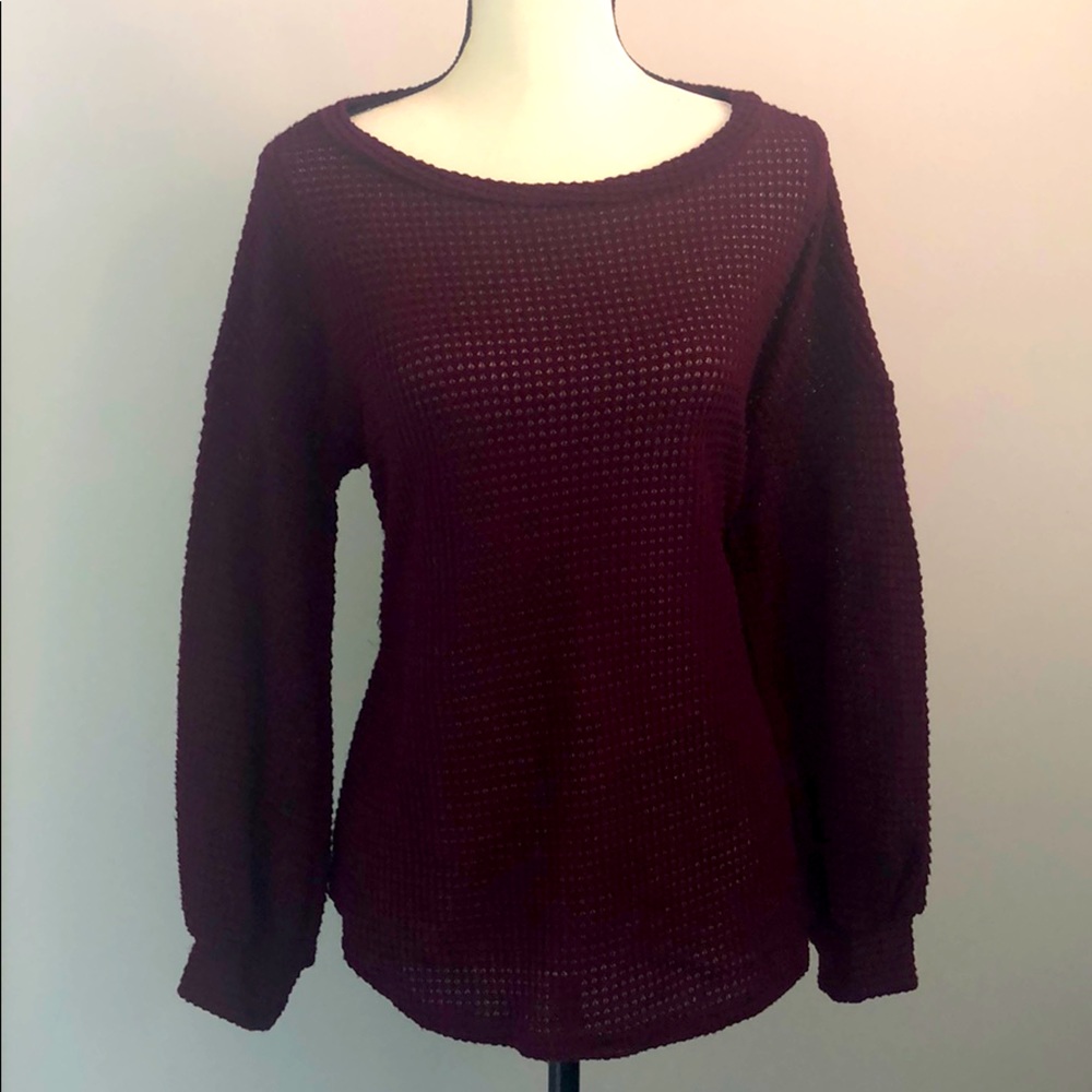 Merlot Waffle Knit Sweater